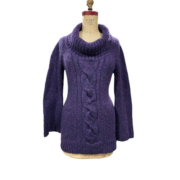 INC International Concepts Sweaters - INC Intenational Concepts Womens Sweater Purple Cable Knit Turtleneck Pullover L